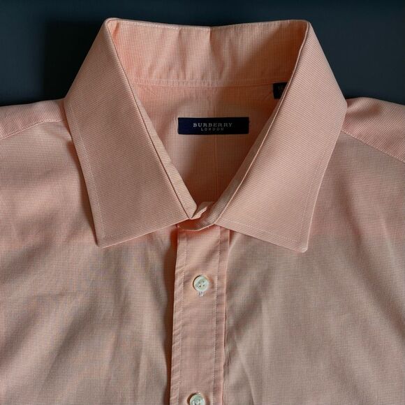 Burberry London Multicolor Apricot Dress Shirt Quiet Luxury Size L - Picture 5 of 10